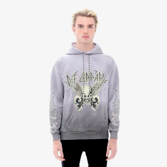 Cult Of Individuality  PULLOVER SWEATSHIRT IN DEF LEPPARD TRIBAL GREY - Picture 2 of 16